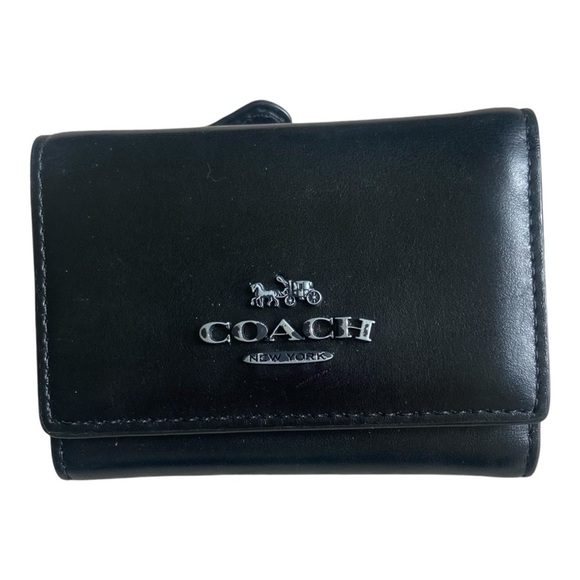 Coach’s Smooth Leather Micro Wallet Jet Black - Picture 1 of 4